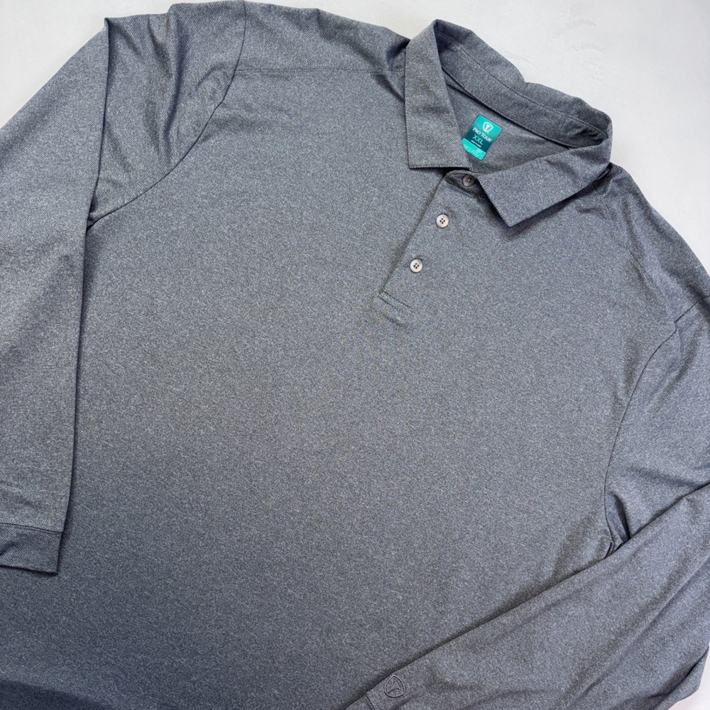 Pro Tour Airplay Long Sleeve Golf Polo Shirt Men's XXL‎ Grey Heather New Apparel